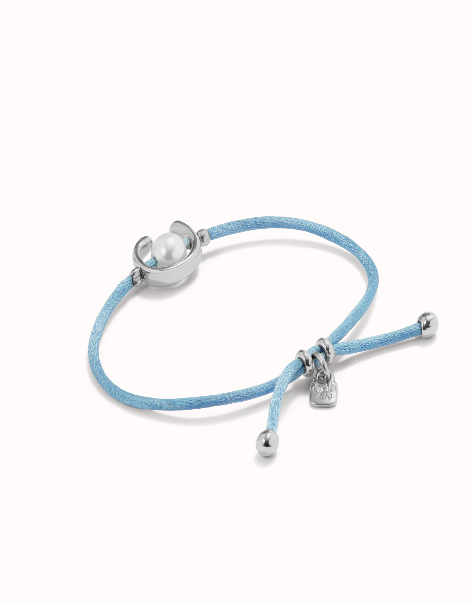 Bracelet en fil bleu avec perle de coquillage plaquée argent., Argent, large image number null